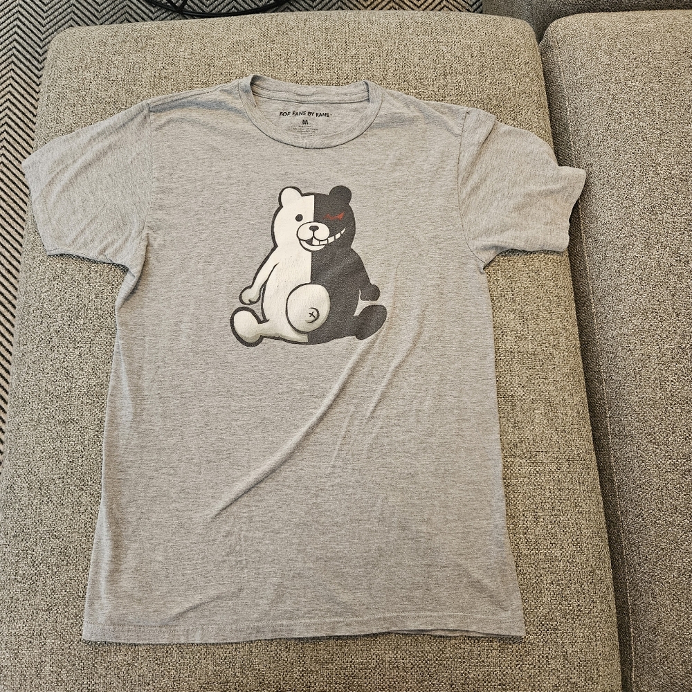 For Fans By Fans Monokuma Bear Gray Short Sleeve Crewneck Size Medoum